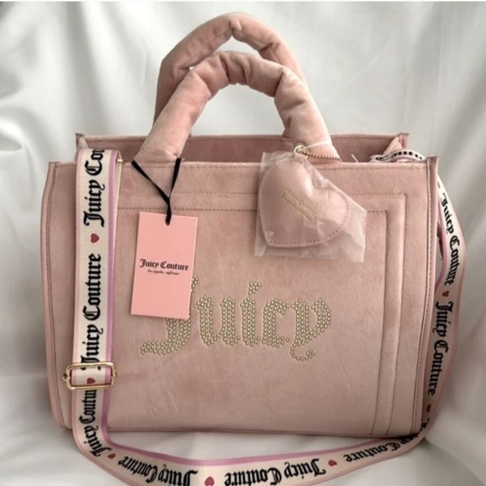 🔹️Juicy Couture 🔹️Pink diamond Spender Velour Pink Tote NWT ✨️💕